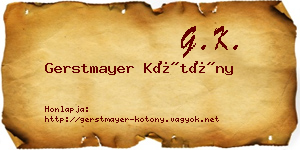 Gerstmayer Kötöny névjegykártya
